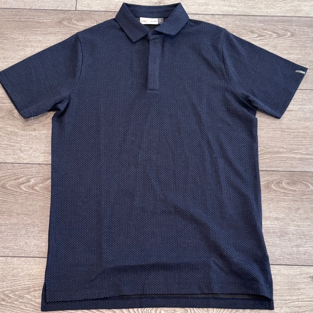 Kjus Sanford Polo Shirt Mens Small 48 Navy Blue Micro Pattern Golf Sport Preppy